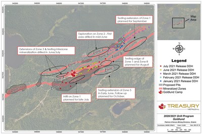 Figure 1: Goldlund Plan Map showing planned 2021 target locations (CNW Group/Treasury Metals Inc.)
